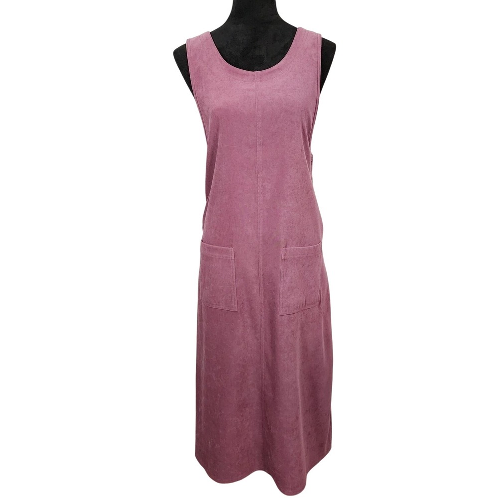 Vtg AMANDA SMITH Size Large Petite Dusty Purple Lagenlook Jumper Dress Maxi EUC